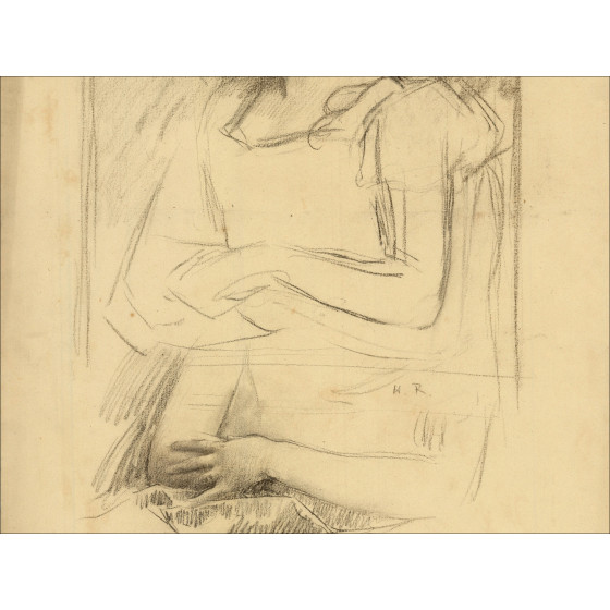 Henri-Paul Royer - Frau Studie, Originalzeichnung signiert