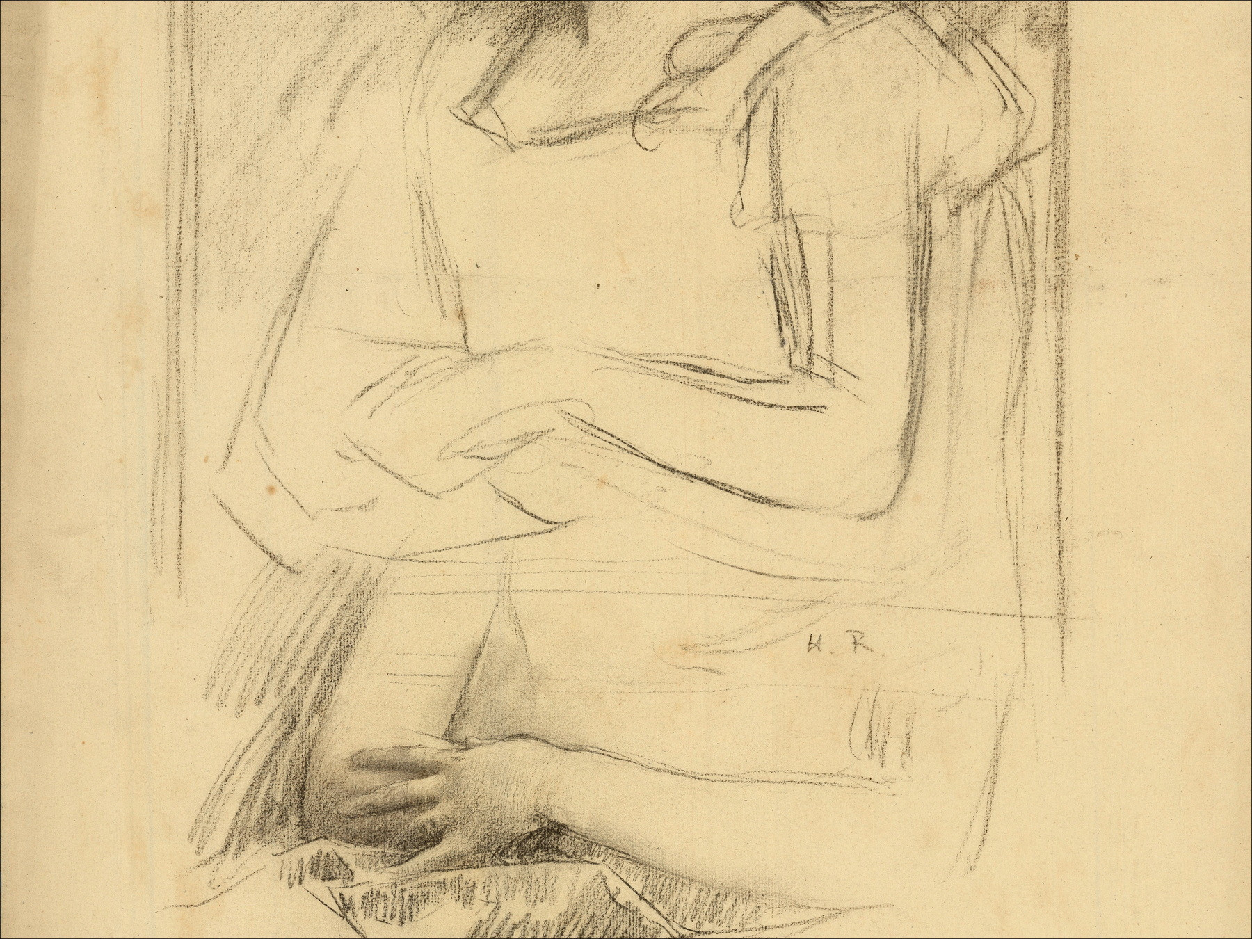 Henri-Paul Royer - Frau Studie, Originalzeichnung signiert