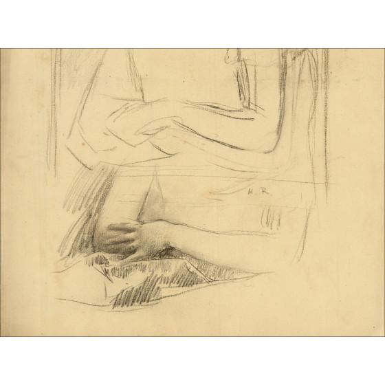 Henri-Paul Royer - Étude de femme, dessin original signé