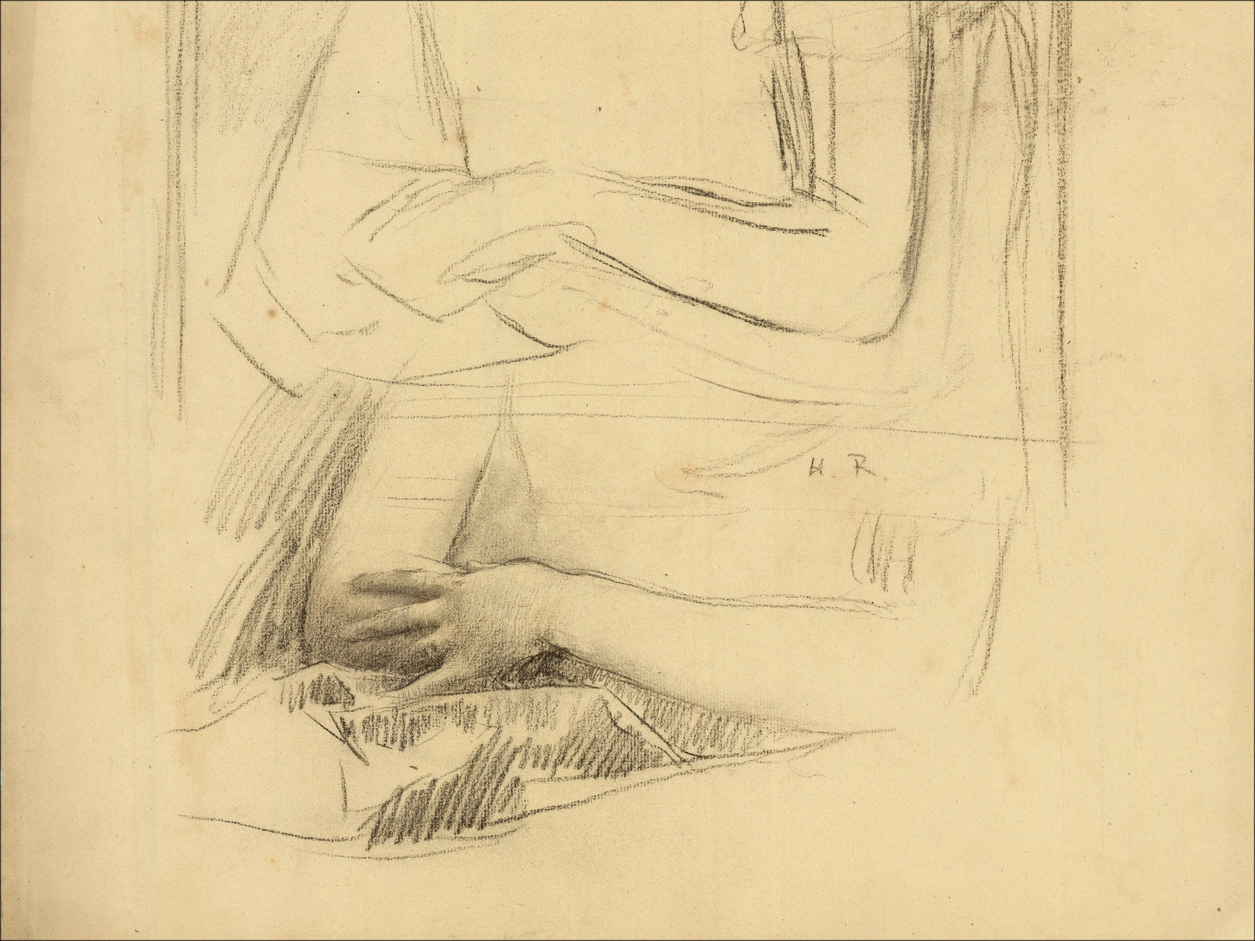 Henri-Paul Royer - Study of a Woman, original signed drawing