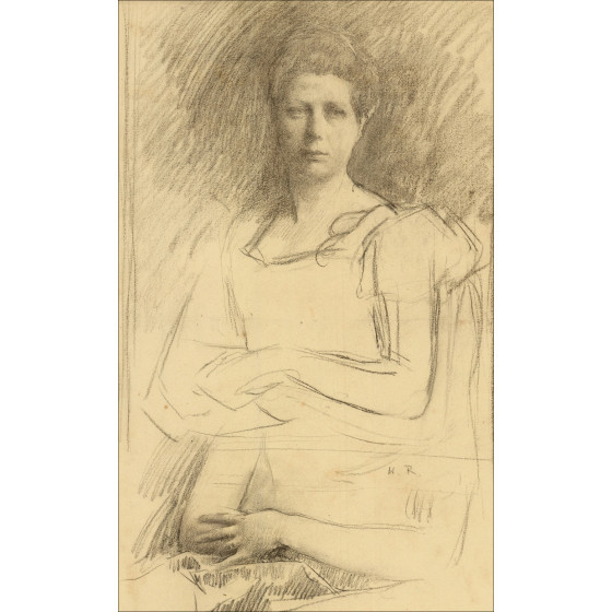 Henri-Paul Royer - Study of a Woman, original signed drawing