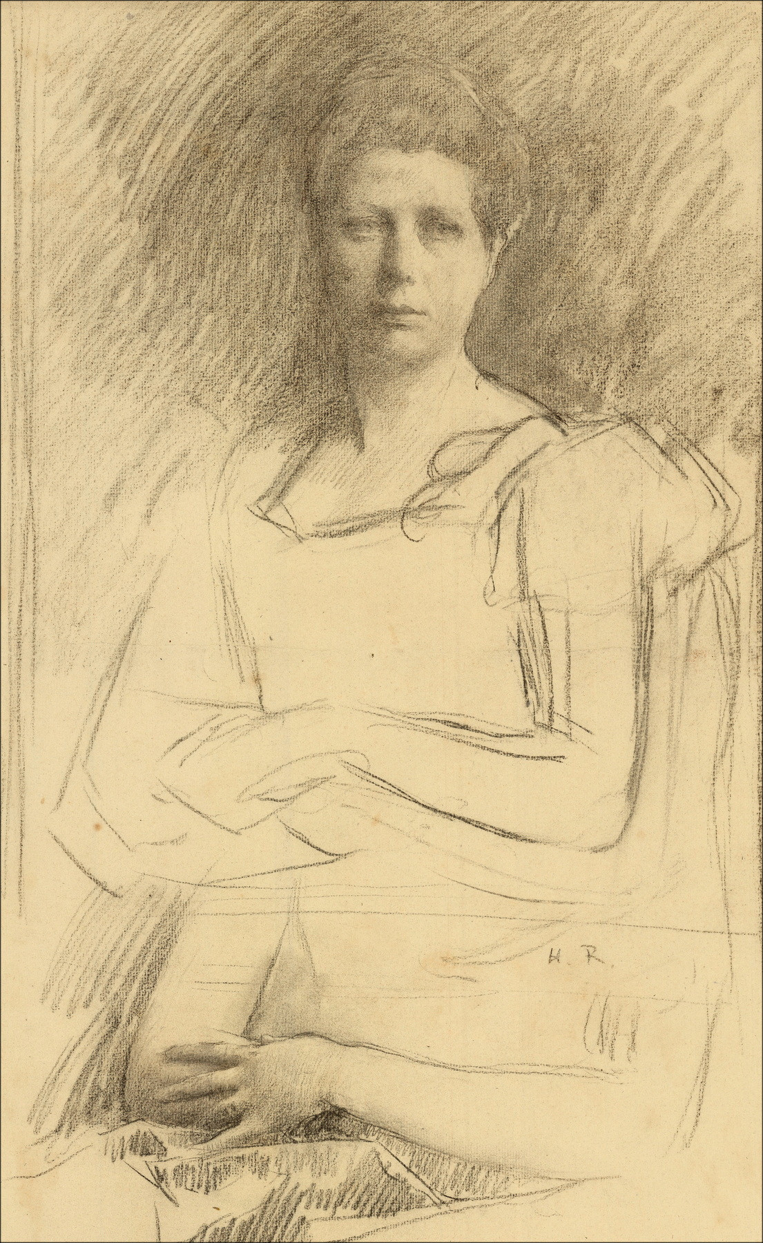 Henri-Paul Royer - Study of a Woman, original signed drawing