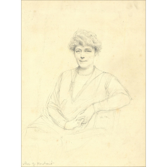 Henri-Paul Royer - Portrait de femme, dessin au crayon signé