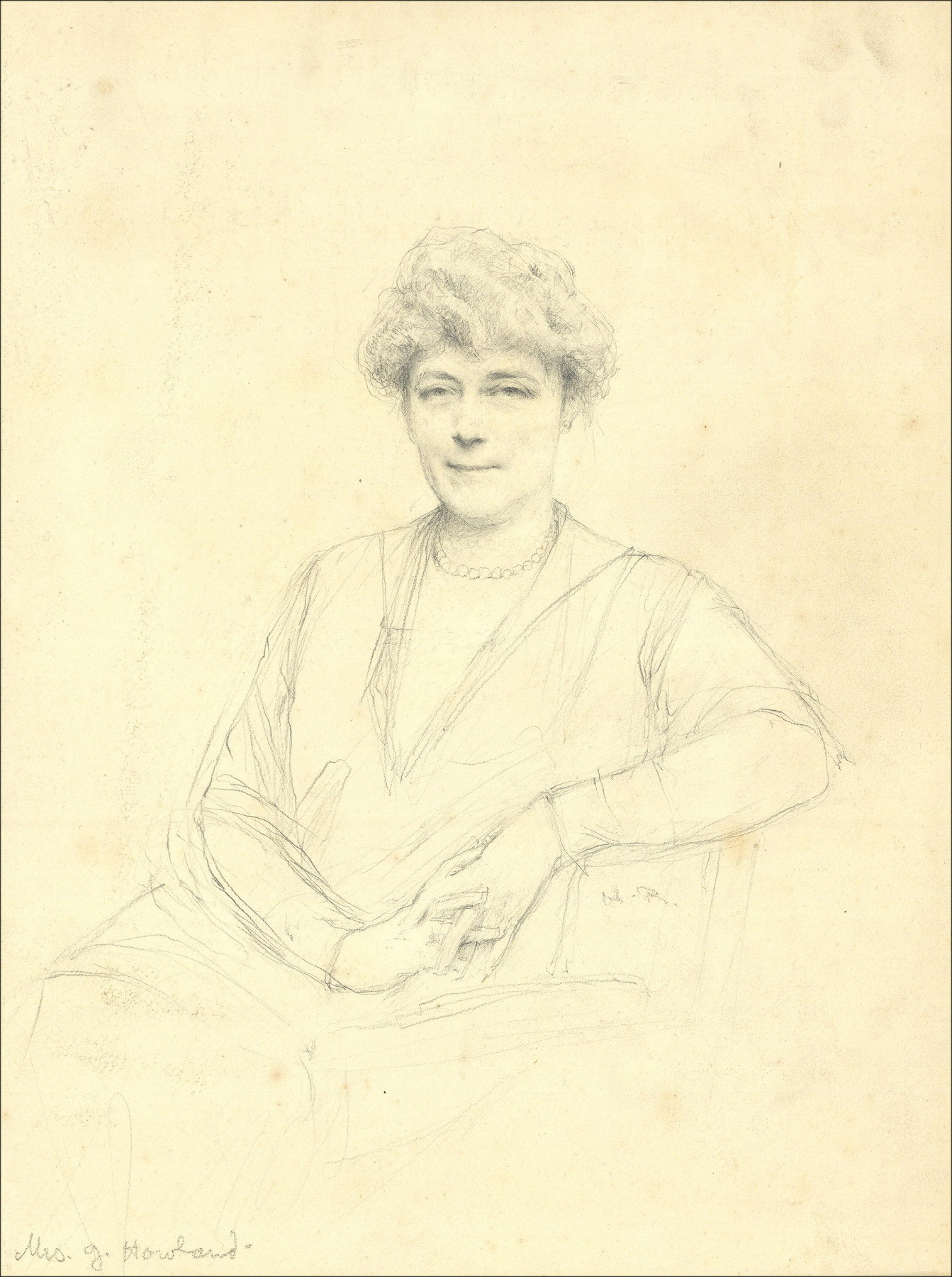 Henri-Paul Royer - Retrato de mujer, dibujo a lápiz firmado