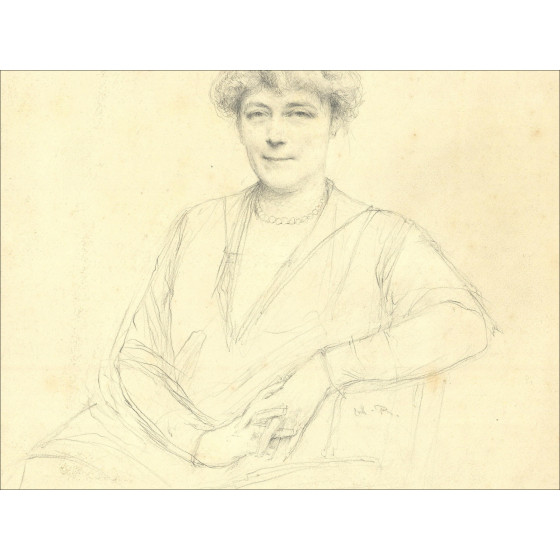 Henri-Paul Royer - Portret van een vrouw, potloodtekening gesigneerd