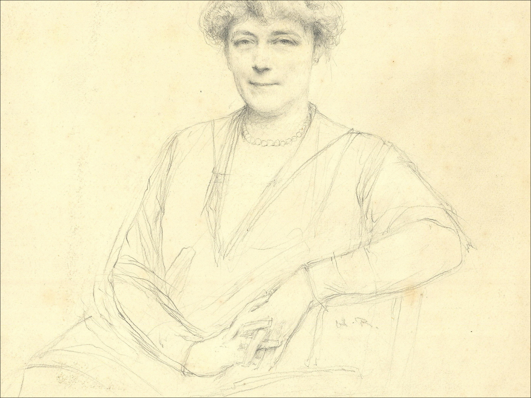 Henri-Paul Royer - Portrait of a Woman, signed pencil drawing