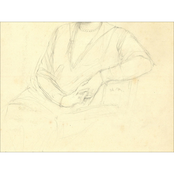 Henri-Paul Royer - Portrait of a Woman, signed pencil drawing