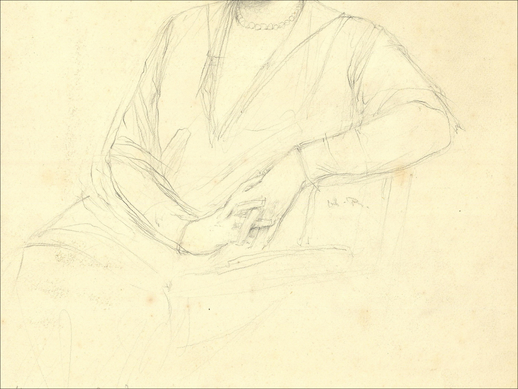 Henri-Paul Royer - Portret van een vrouw, potloodtekening gesigneerd