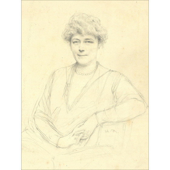 Henri-Paul Royer - Portret van een vrouw, potloodtekening gesigneerd