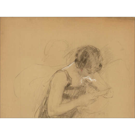 Henri-Paul Royer - Portrait of a Woman, original signed drawing