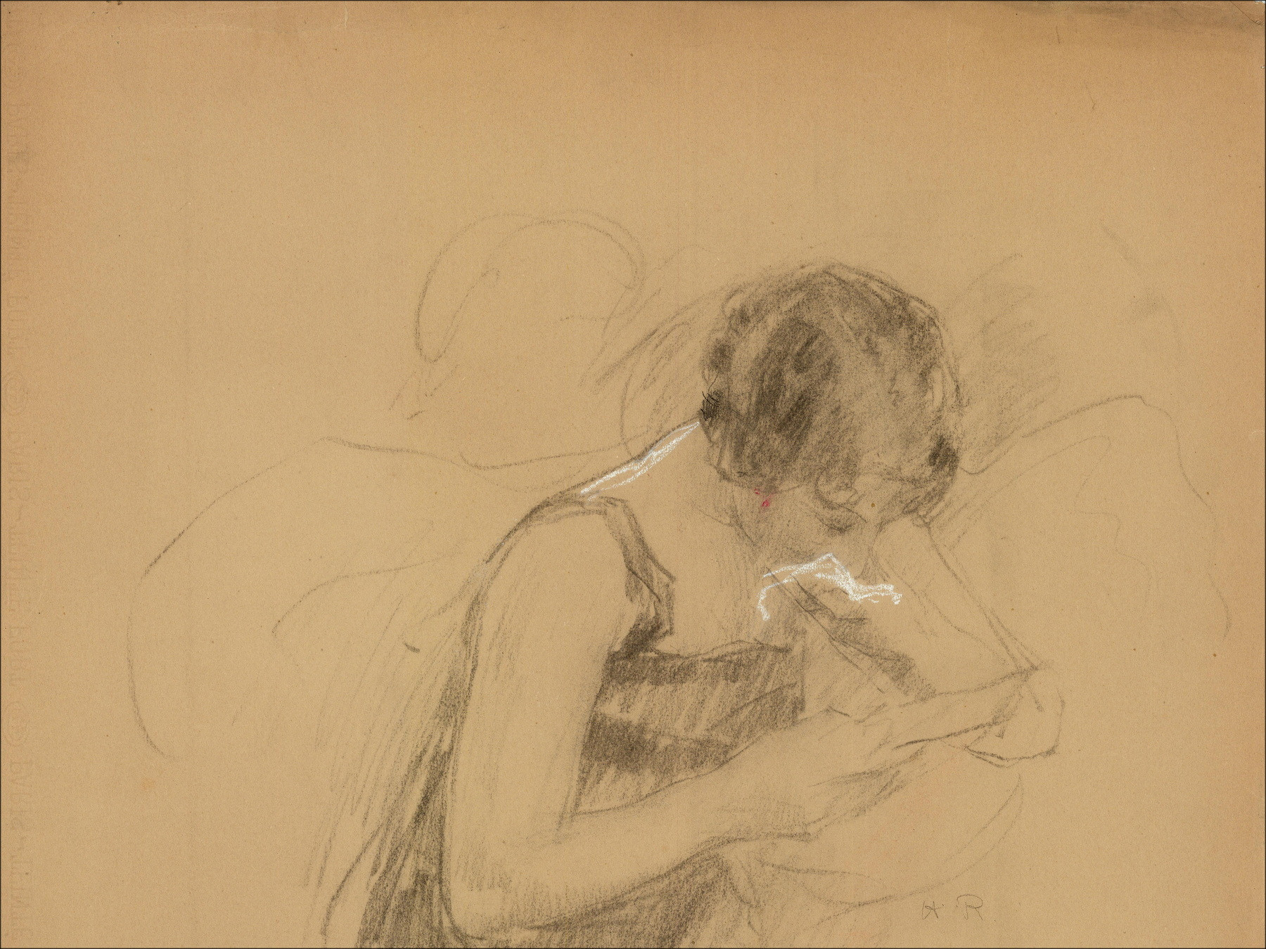 ROYER Henri-Paul - Originele tekening "Portret van een vrouw" 65x50cm