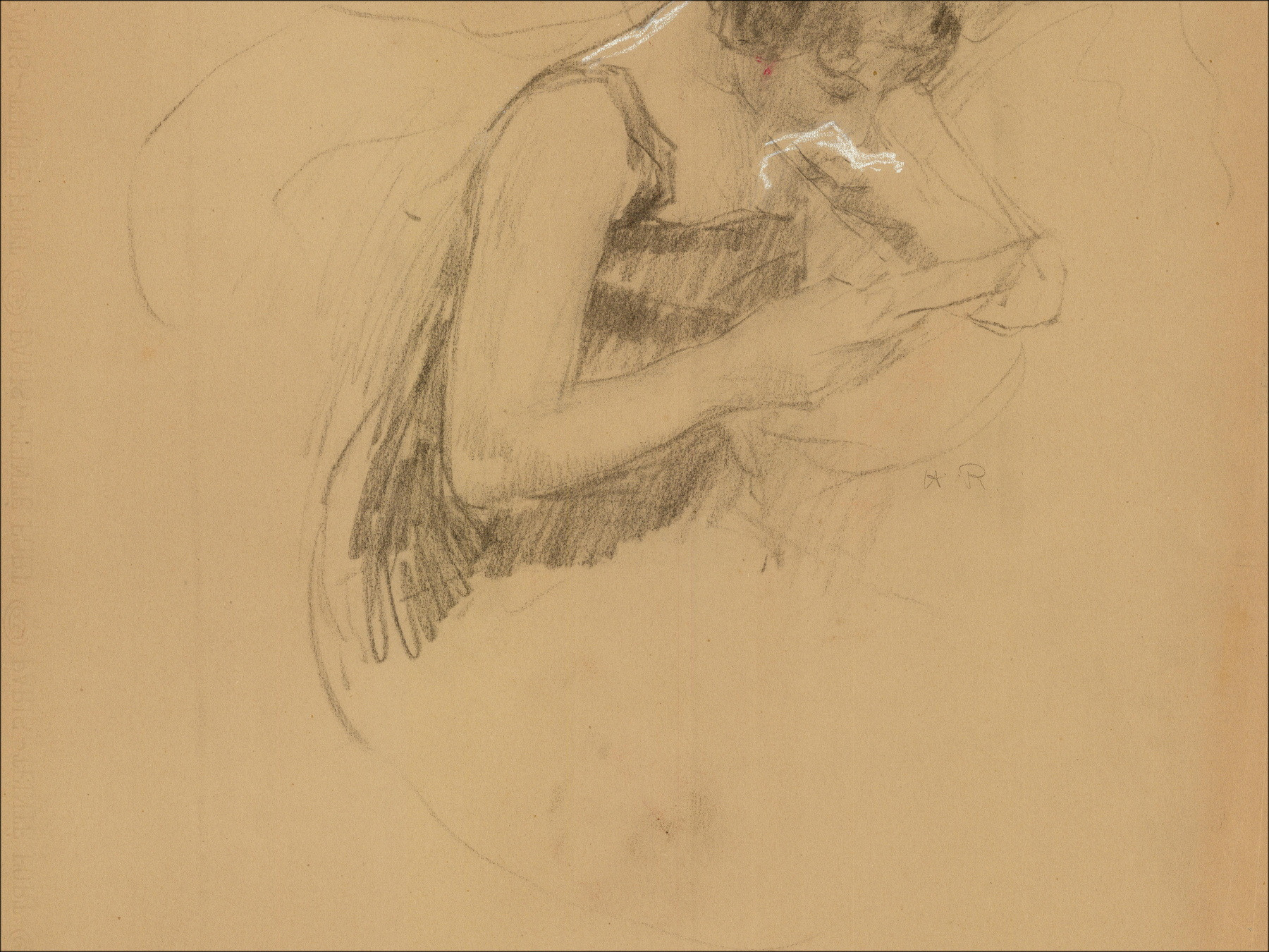 Henri-Paul Royer - Portrait of a Woman, original signed drawing