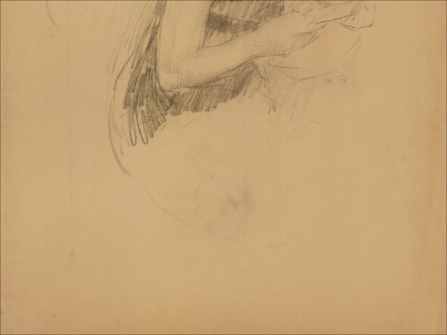 ROYER Henri-Paul - Originele tekening "Portret van een vrouw" 65x50cm