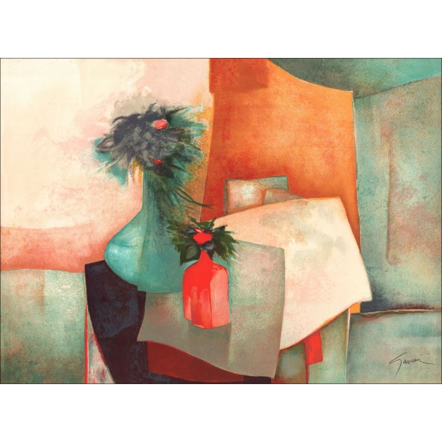 Comprar Claude Gaveau original Litografía El florero de flores azules