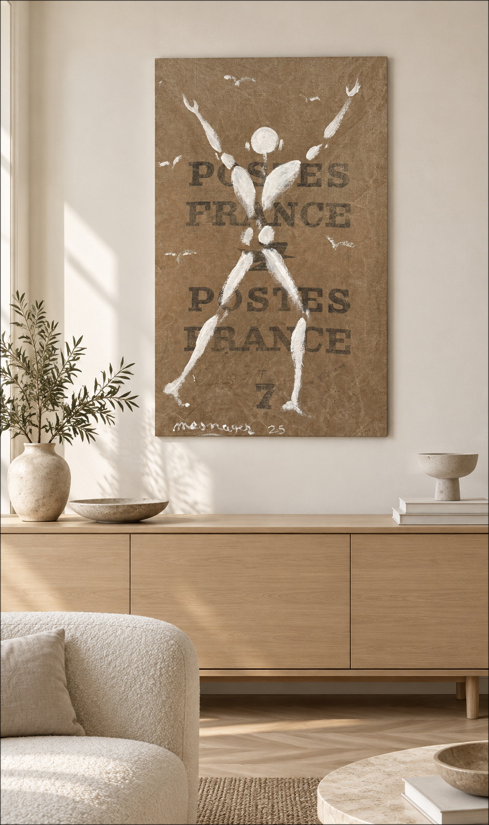 Jérôme Mesnager, L’Homme en blanc 2025 Peinture sur toile (Postes)