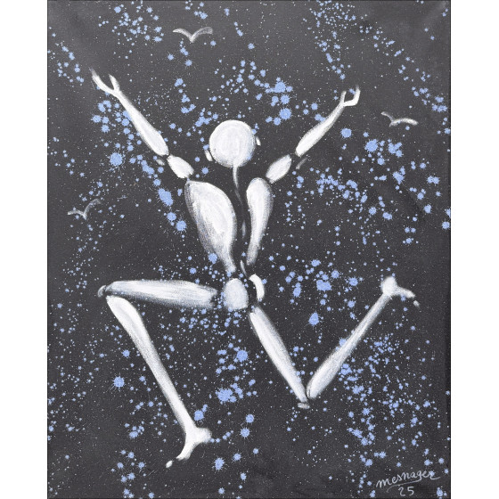 MESNAGER Jérôme - Acrylverf "Man in het wit, de sprong" 100x81cm (40F) - 2025