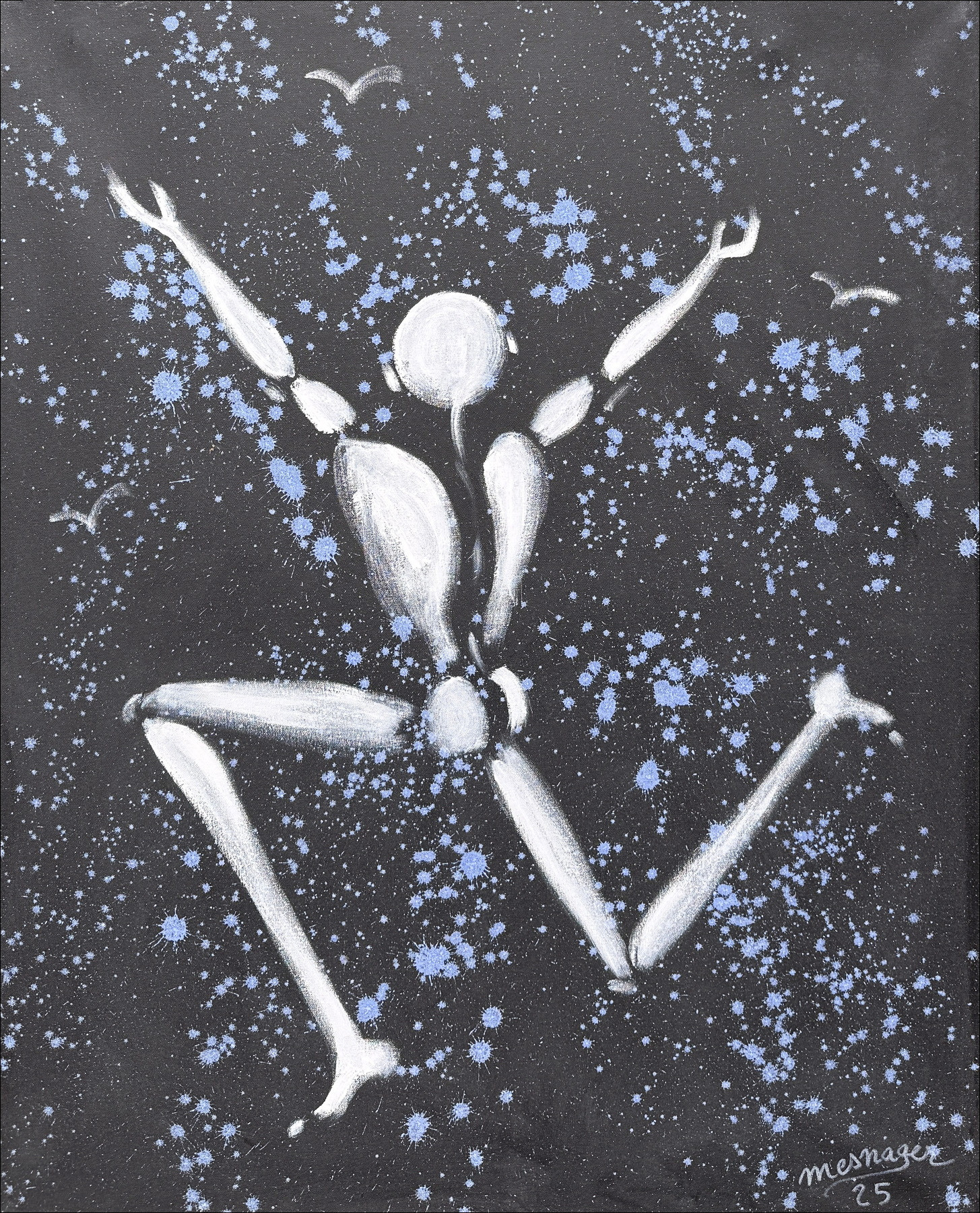 MESNAGER Jérôme - Acrylverf "Man in het wit, de sprong" 100x81cm (40F) - 2025
