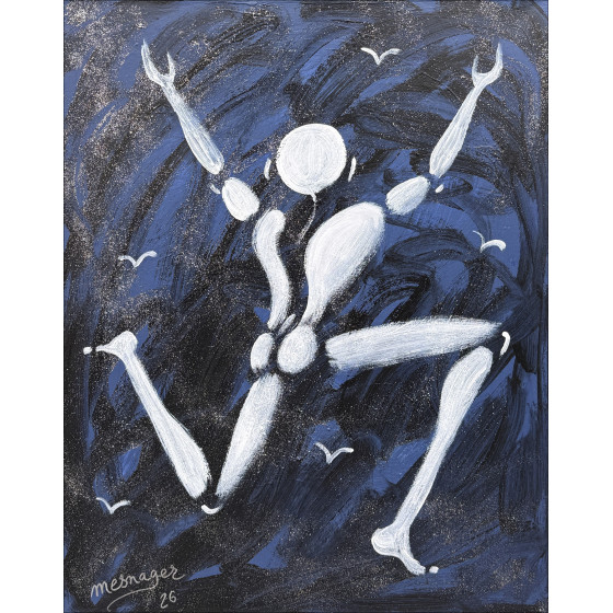 Jérôme Mesnager – Hombre en blanco, salto estrellado, 2026 - Pintura