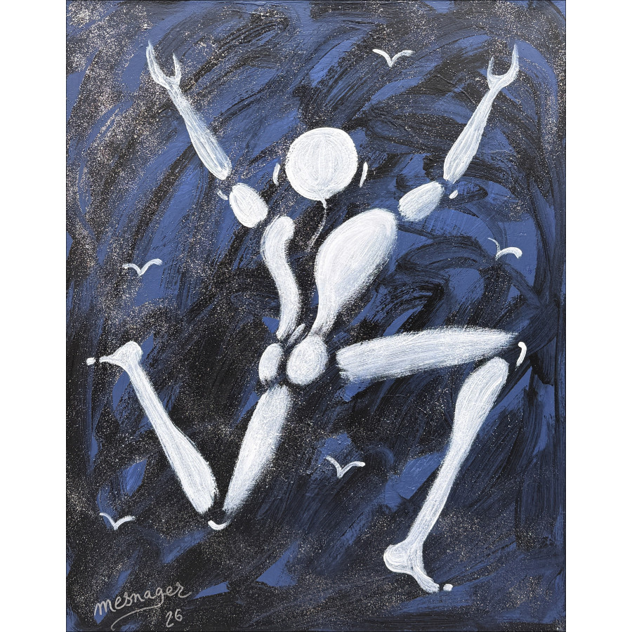 Jérôme Mesnager – Homme en blanc, saut étoilé, 2026 - Peinture