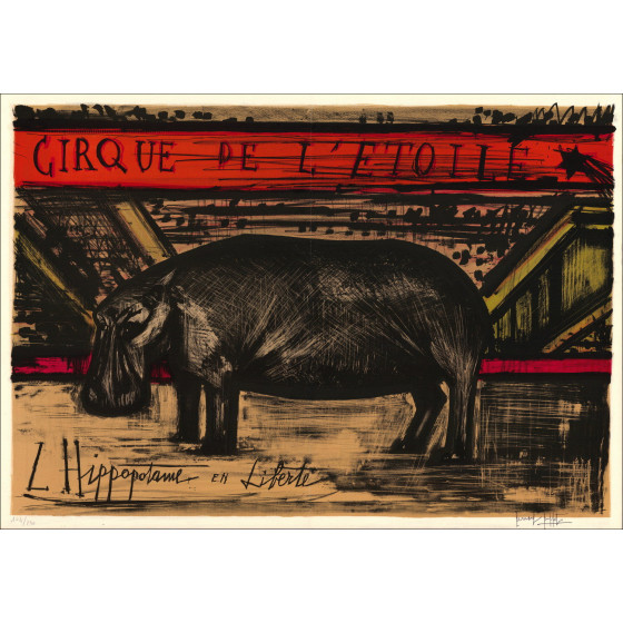 Bernard Buffet, L'Ippopotamo in libertà 1968 – Litografia