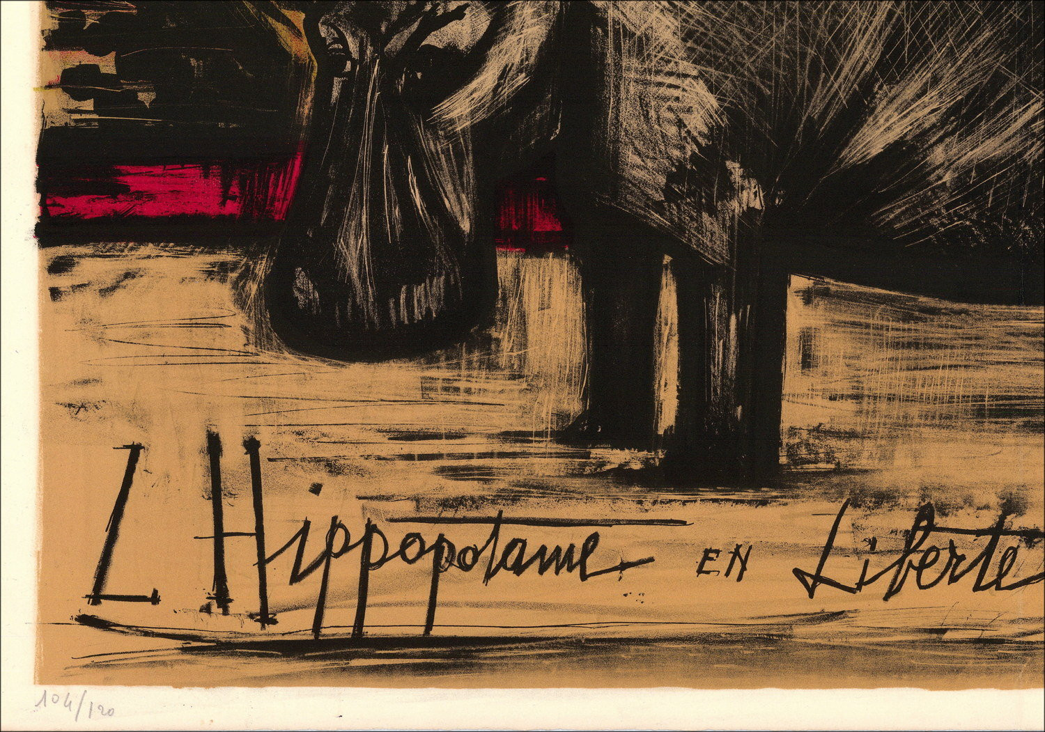 Bernard Buffet, L'Ippopotamo in libertà 1968 – Litografia
