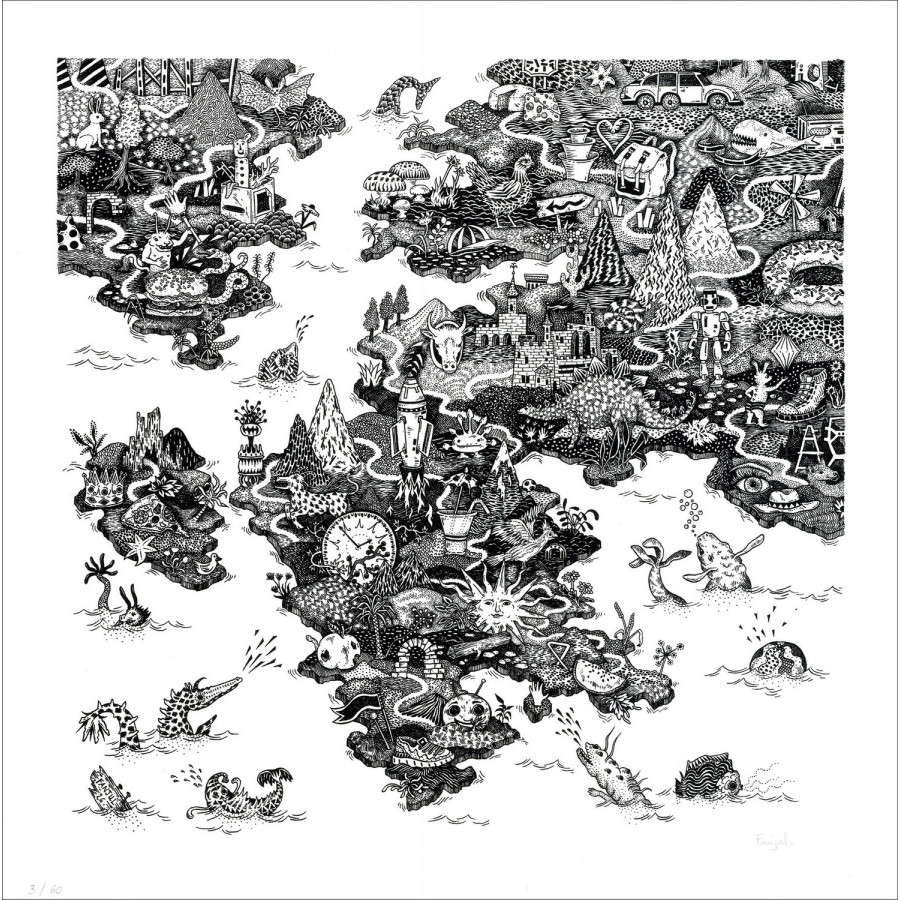Claire Fanjul - Compositie, originele gesigneerde zeefdruk