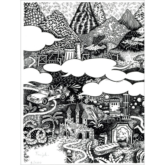 Claire Fanjul - Compositie, originele gesigneerde zeefdruk