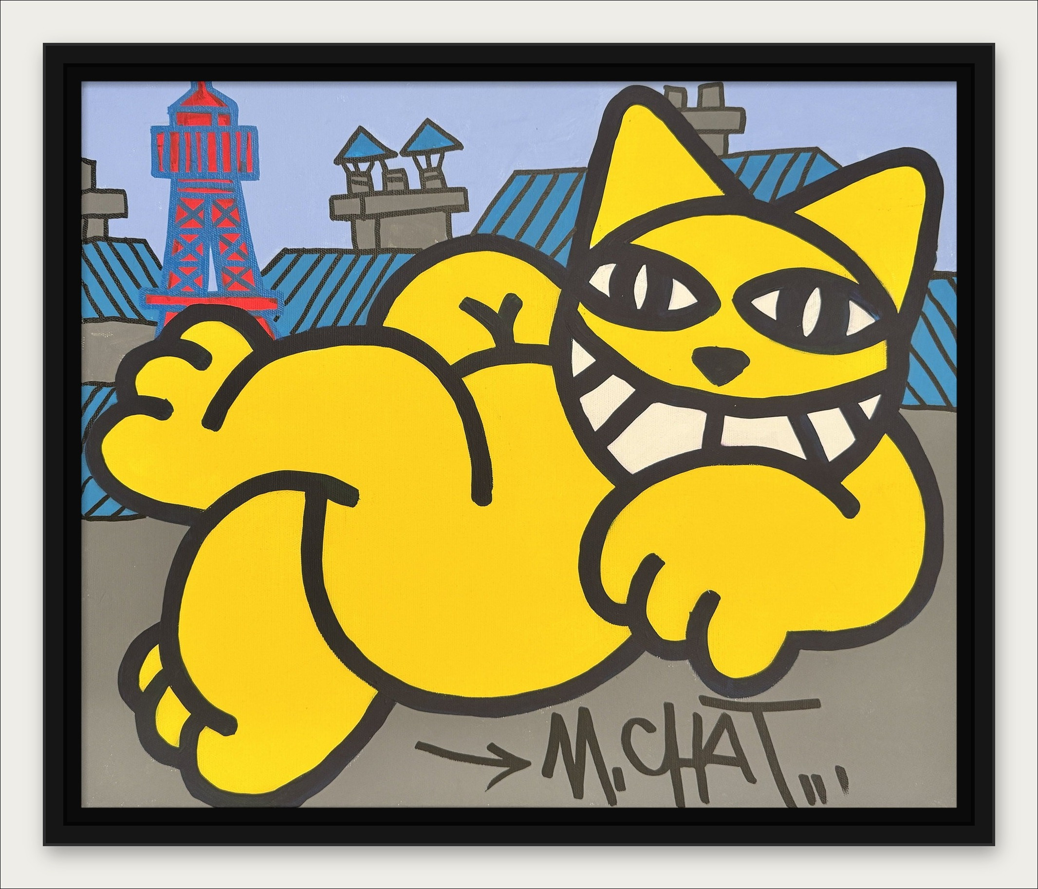 "Paris Cat, Siesta" door M.Chat 2024 - Acrylkunst