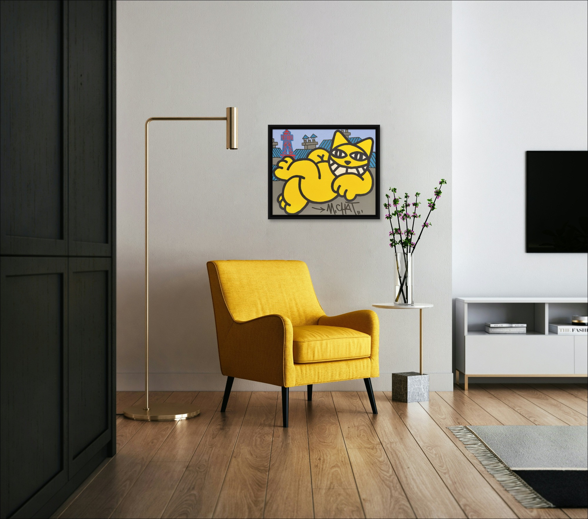"Chat Parisien, Siesta" de M.CHAT 2024 - Pintura acrílica