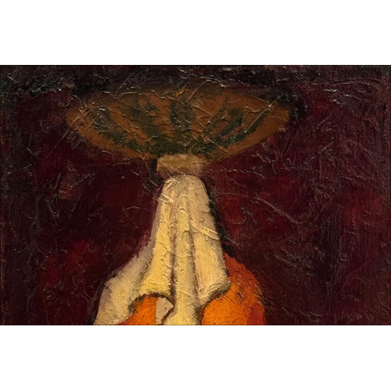 Louis TOFFOLI - Olieverf op doek "Vrouw met pot" - 27,5x16,5cm