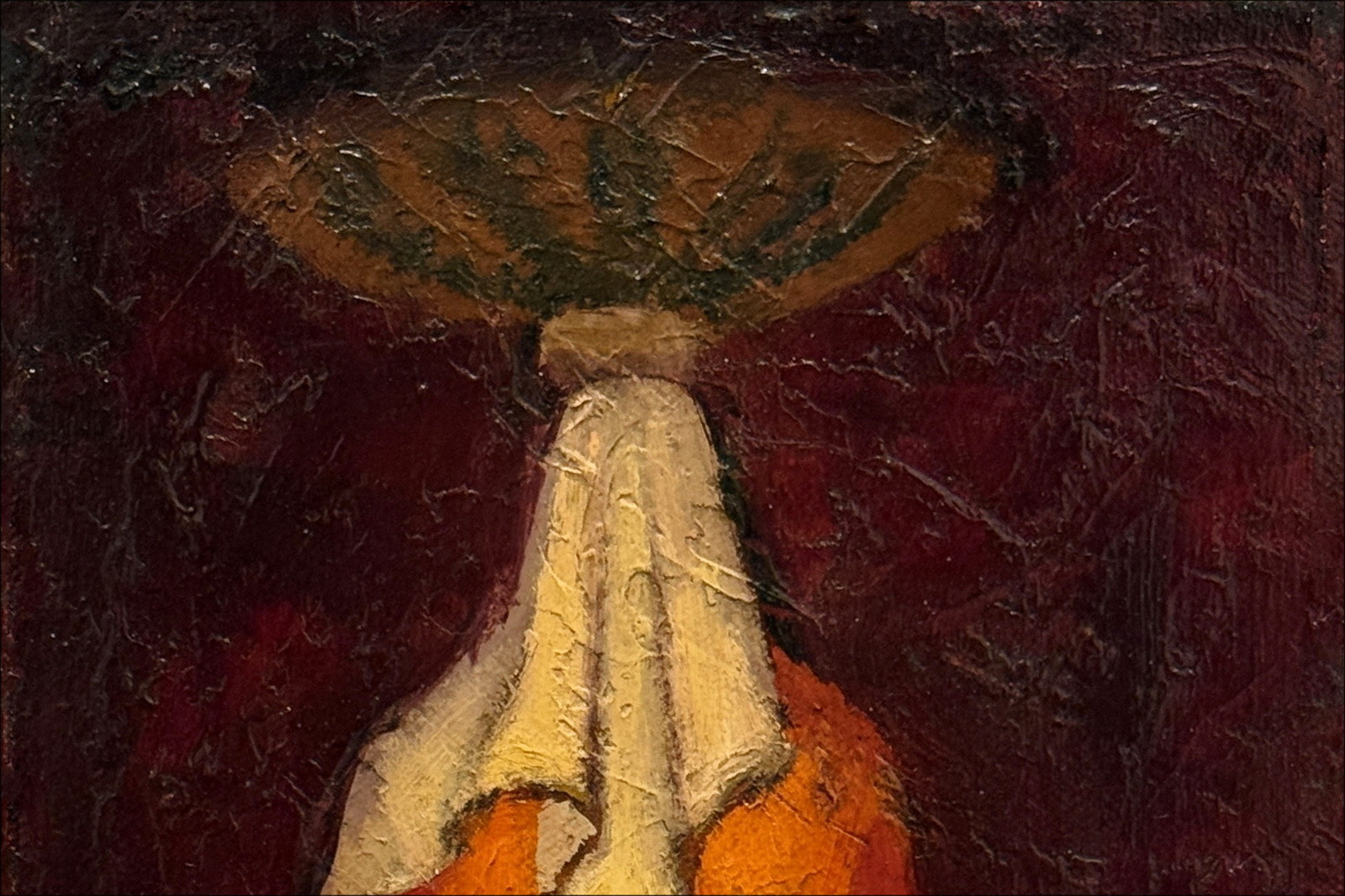 Louis TOFFOLI - Olieverf op doek "Vrouw met pot" - 27,5x16,5cm