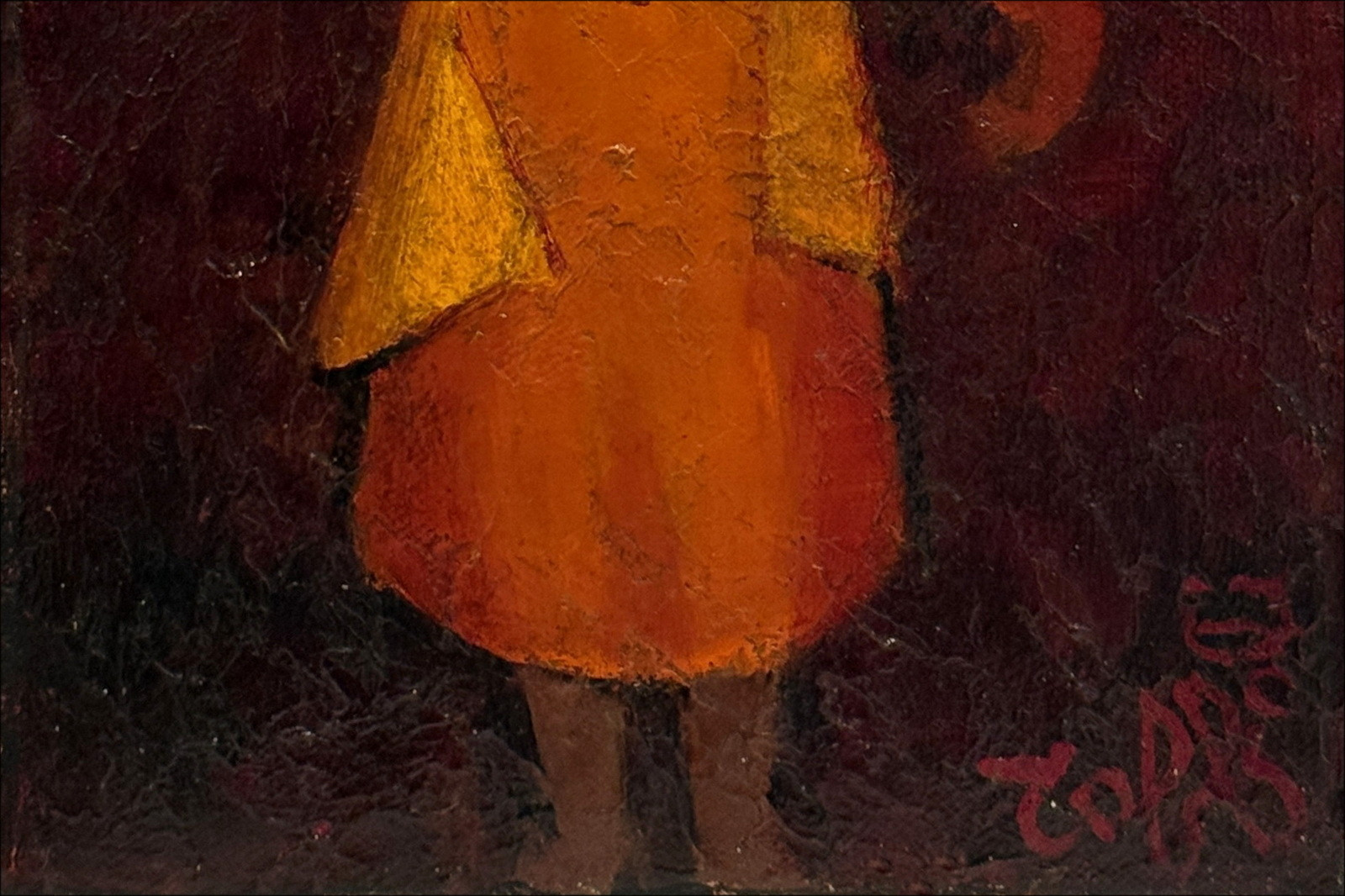 Louis TOFFOLI - Oil on canvas "Woman with the Potiche" - 27.5x16.5cm