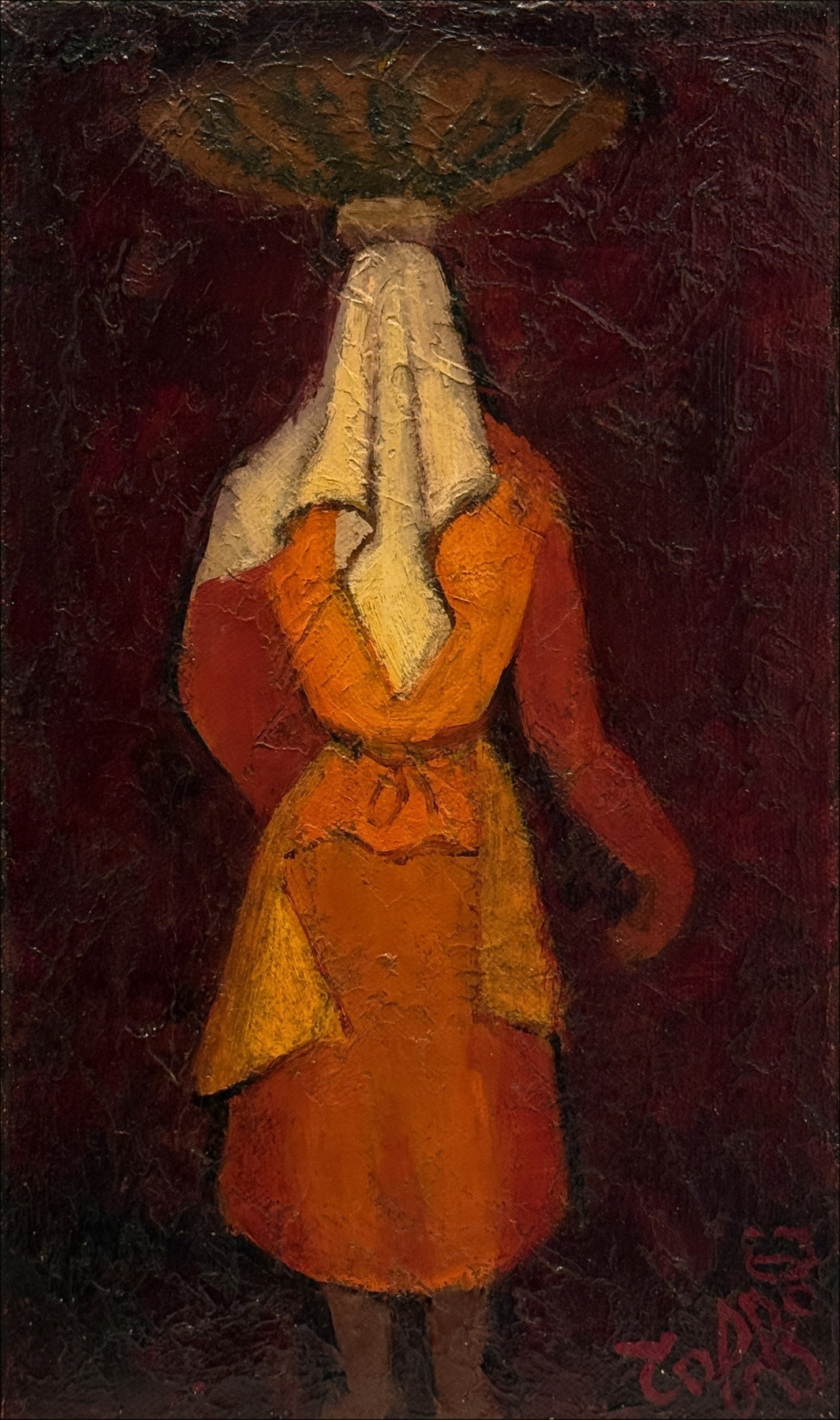 Louis TOFFOLI - Óleo sobre lienzo "Mujer con la vasija" - 27,5x16,5cm