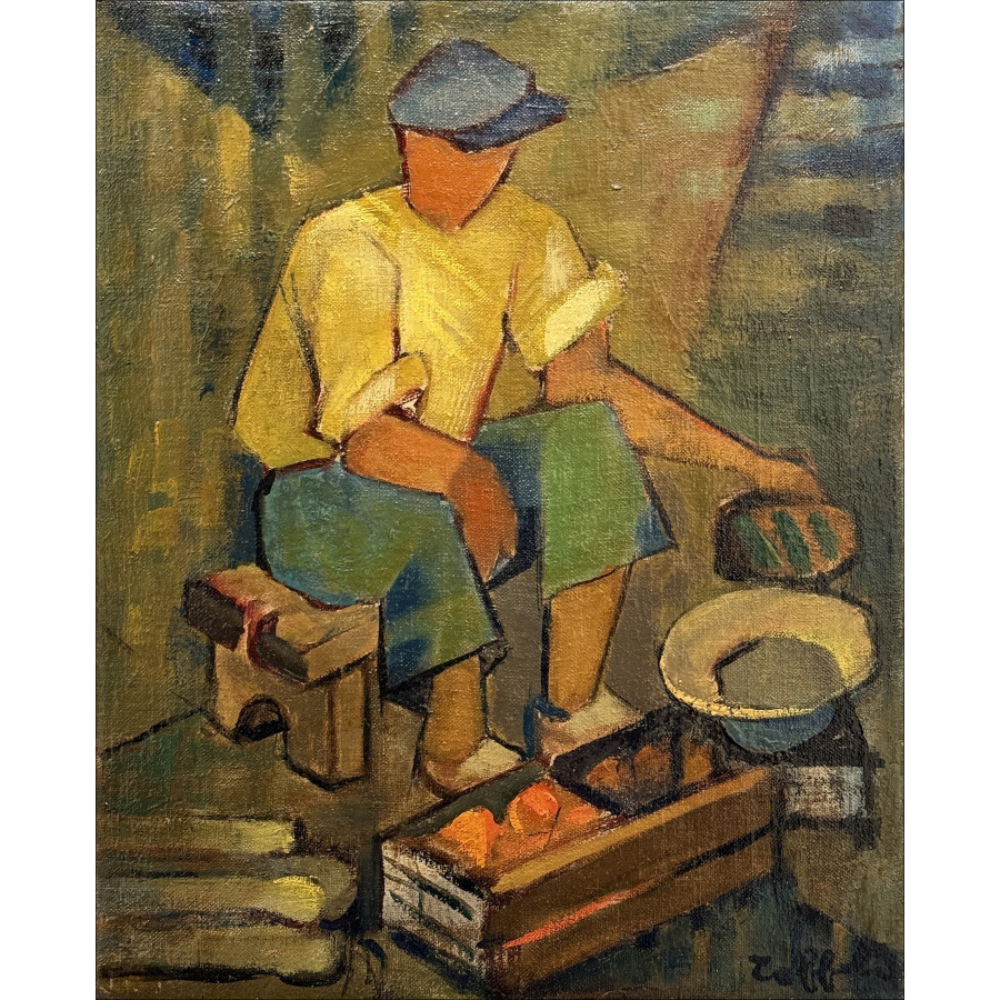 Louis TOFFOLI - Olio su tela "Al mercato" - 41x33cm