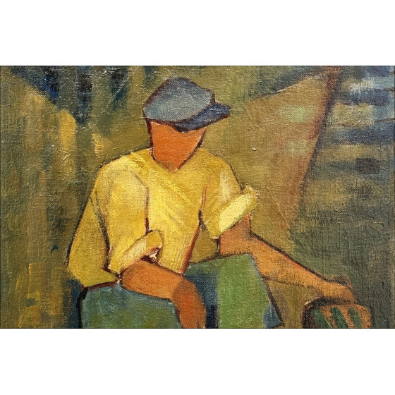 Louis TOFFOLI - Olio su tela "Al mercato" - 41x33cm