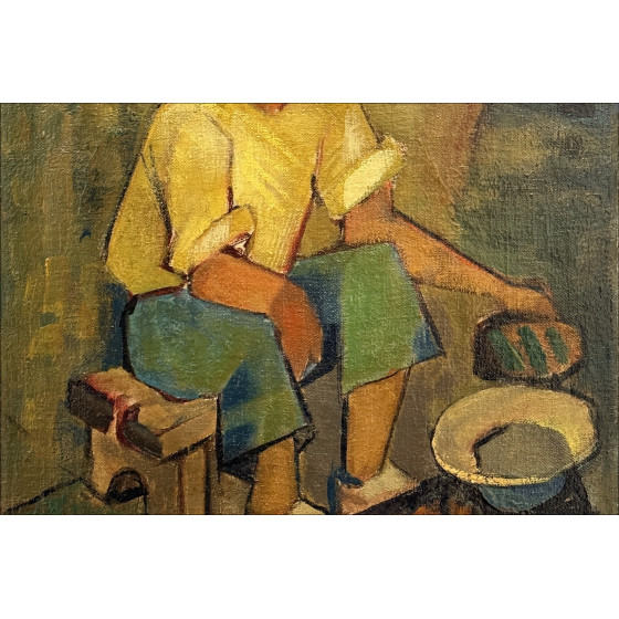 Louis TOFFOLI - Olio su tela "Al mercato" - 41x33cm