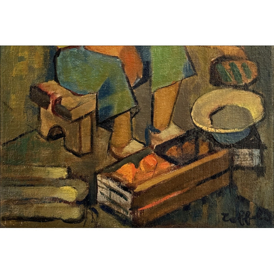 Louis TOFFOLI - Óleo sobre lienzo "En el mercado" - 41x33cm