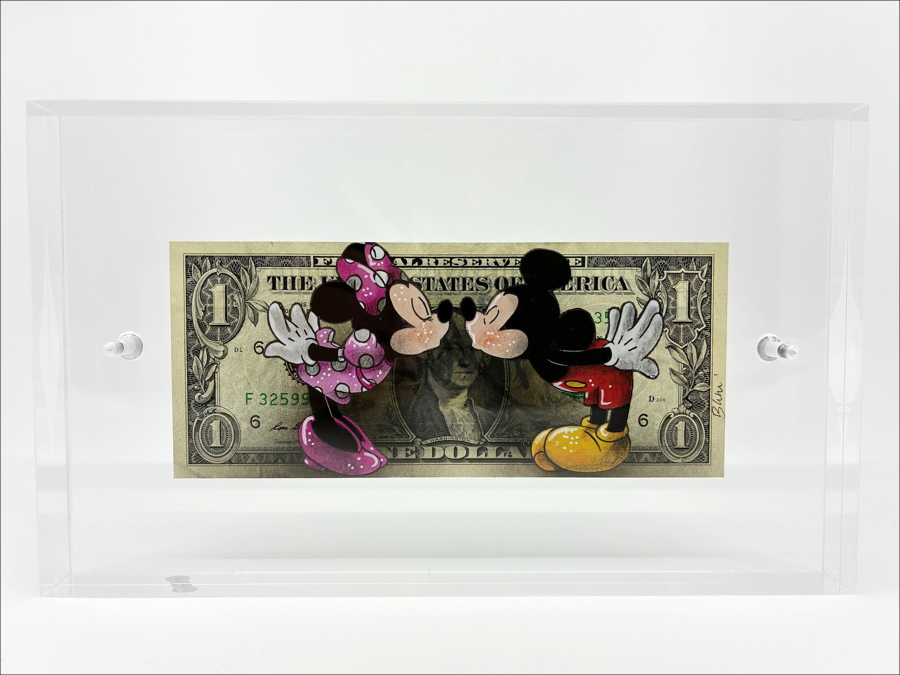 Pazblandina - Mickey and Minnie, original artwork on dollar