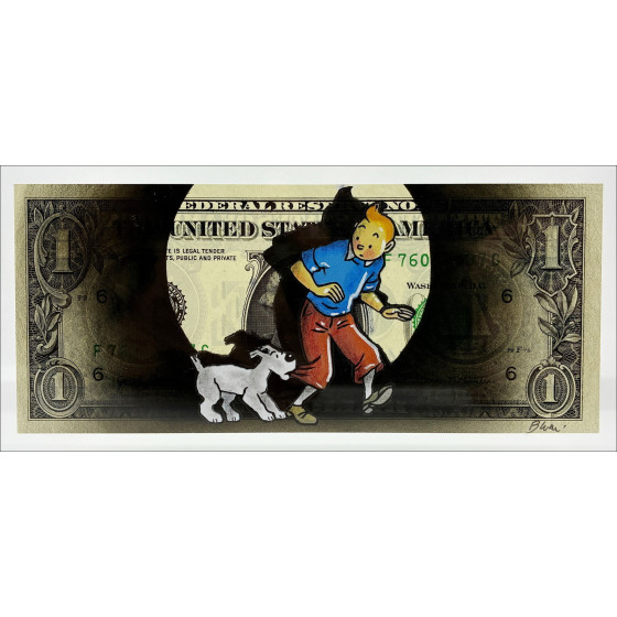 Pazblandina - Kuifje en Bobbie, origineel werk op dollar