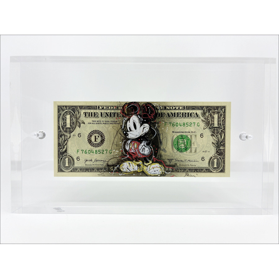 Pazblandina – Calle Mickey, dibujo sobre dólar