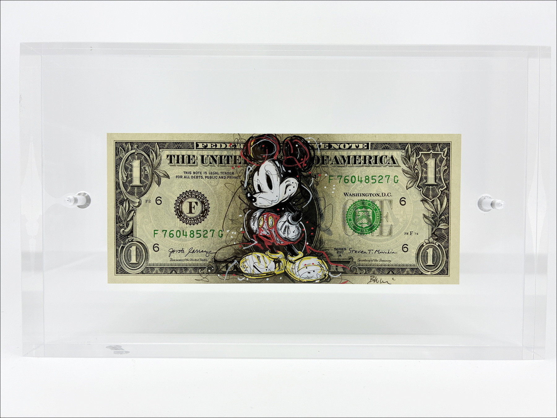 Pazblandina – Mickey Street, drawing on dollar
