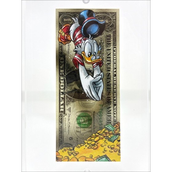 Pazblandina - Picsou 2, origineel kunstwerk op Amerikaanse dollar