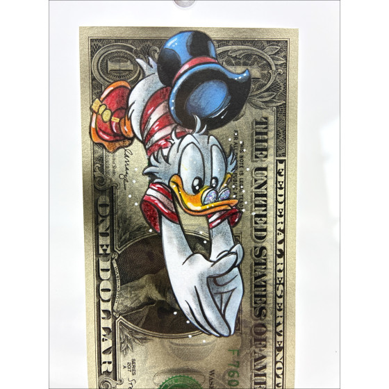 Pazblandina - Scrooge 2, original artwork on American dollar