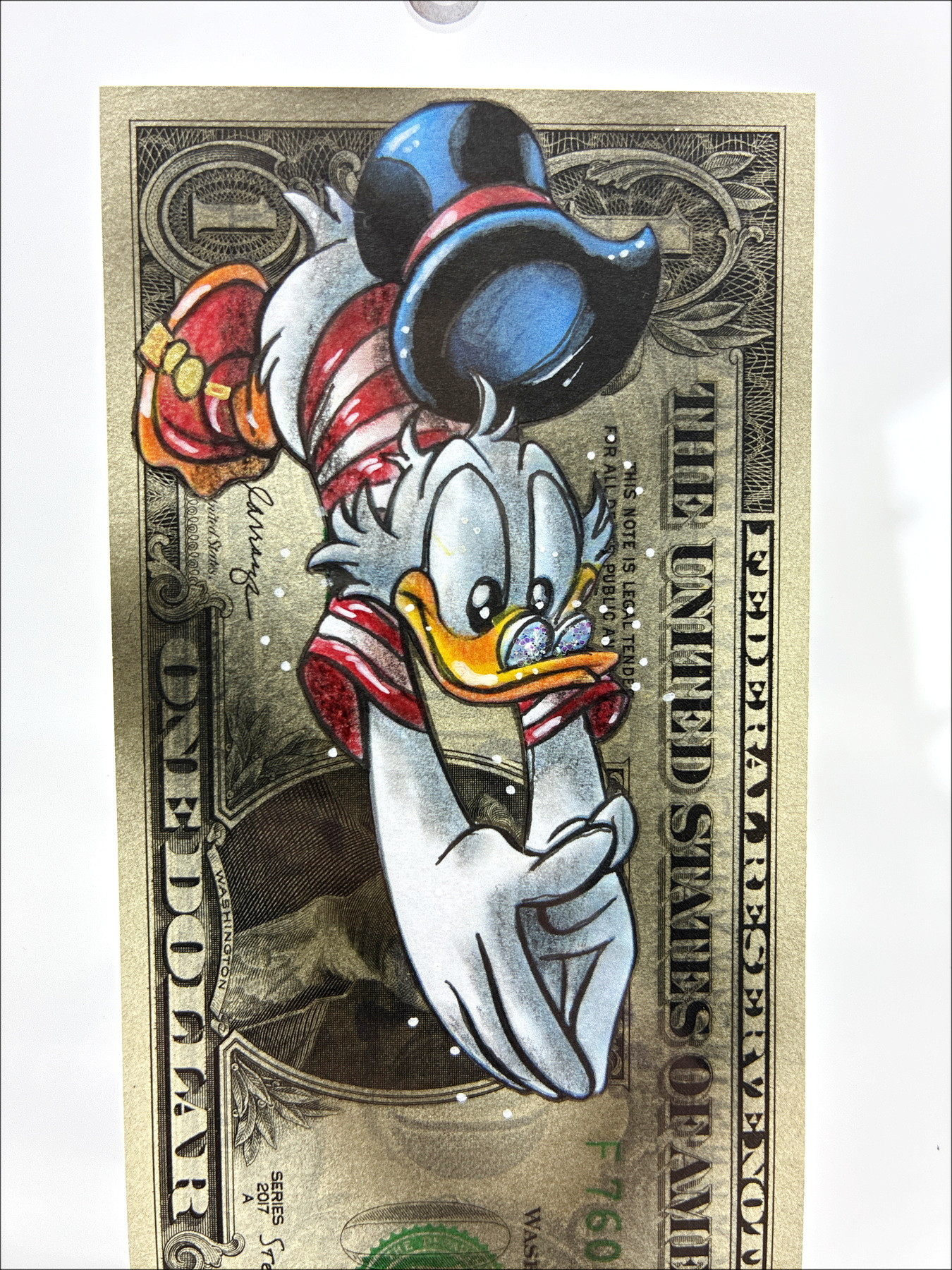 Pazblandina - Paperone 2, opera originale su dollaro americano