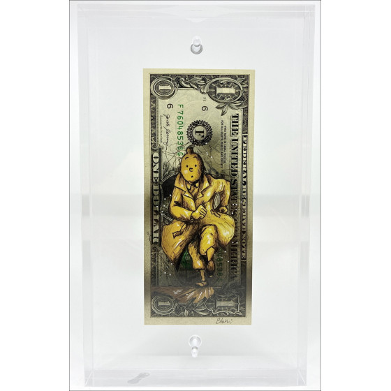Pazblandina - Kuifje, origineel werk op Amerikaanse dollar