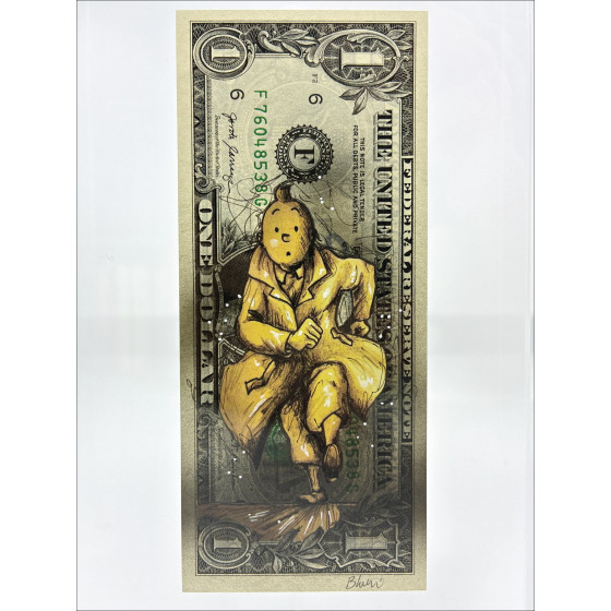 Pazblandina - Tintin, original artwork on American dollar
