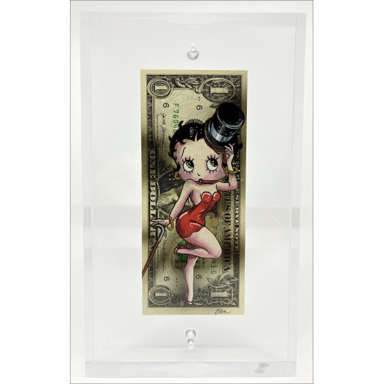 Pazblandina - Betty Boop Glamour, obra original sobre dólar