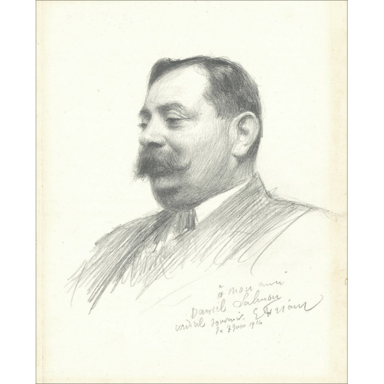 FRIANT Emile - Dessin original "Portrait" 19x15cm - 1914