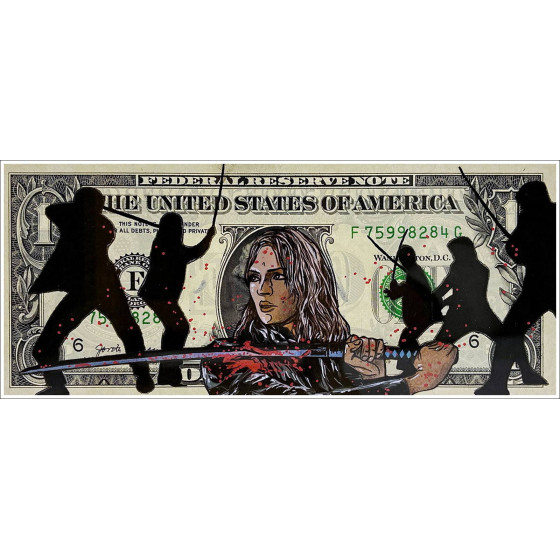 Pazblandina Kill Bill 2, œuvre originale signée sur dollar