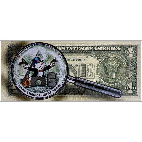 Pazblandina, Mr. Monopoly, dessin original sur dollar US
